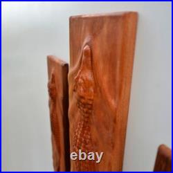 Large Size Crocodile Wood Sculpture Wall Hanging Wooden Wall Art Engraved