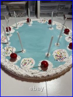 Large Vintage Inspired Cake Sculpture Original Handmade Wood Art Decor Home