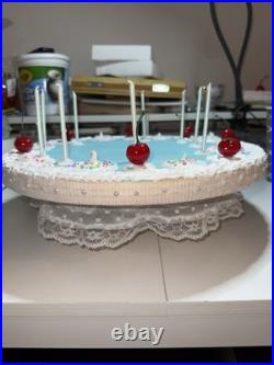 Large Vintage Inspired Cake Sculpture Original Handmade Wood Art Decor Home