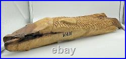 Large Vintage Signed VAN Hand Carved Wood Fish Sculpture