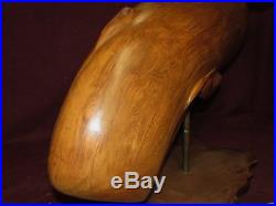 Large Whale Wood Carving Sculpture Mid Century Modern signed L W