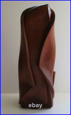 Large Wood Sculpture Carving Sleek Modernism Abstract Vintage Expressionist Art