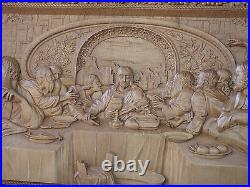 Last Supper 3D Art Orthodox Wood Carved religious Icon Large Jesus (24x13)