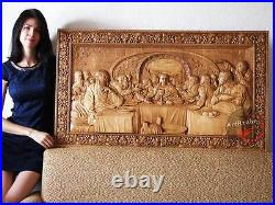 Last Supper 3D Art Orthodox Wood Carved religious Icon Large Jesus (48x25)