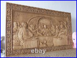 Last Supper 3D Art Orthodox Wood Carved religious Icon Large Jesus (48x25)
