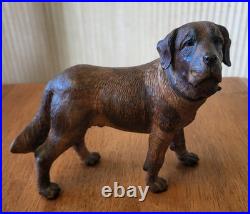 Late 1800's Black Forest Hand Carved Wood Dog Sculpture Highly Detailed 8.5 Inch