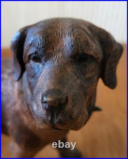 Late 1800's Black Forest Hand Carved Wood Dog Sculpture Highly Detailed 8.5 Inch