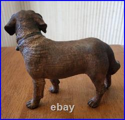 Late 1800's Black Forest Hand Carved Wood Dog Sculpture Highly Detailed 8.5 Inch