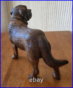 Late 1800's Black Forest Hand Carved Wood Dog Sculpture Highly Detailed 8.5 Inch