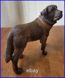 Late 1800's Black Forest Hand Carved Wood Dog Sculpture Highly Detailed 8.5 Inch