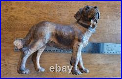 Late 1800's Black Forest Hand Carved Wood Dog Sculpture Highly Detailed 8.5 Inch