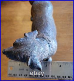 Late 1800's Black Forest Hand Carved Wood Dog Sculpture Highly Detailed 8.5 Inch