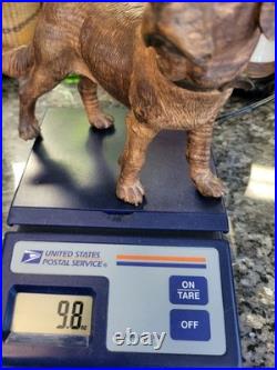 Late 1800's Black Forest Hand Carved Wood Dog Sculpture Highly Detailed 8.5 Inch