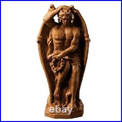 Le Génie du Mal Majestic Lucifer Statue, Fallen Angel Demon Wood Carving, H