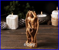 Le Génie du Mal Majestic Lucifer Statue, Fallen Angel Demon Wood Carving, H