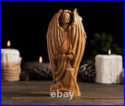 Le Génie du Mal Majestic Lucifer Statue, Fallen Angel Demon Wood Carving, H