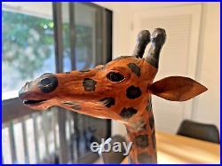 Leather Wrapped Giraffe 30 Vintage Wood Carved