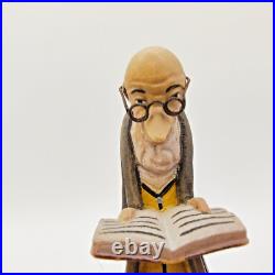 Lepi Original Wood Carvings Librarian Painted 5.5 Handmade In Italy Signed