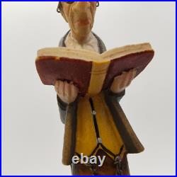 Lepi Original Wood Carvings Librarian Painted 5.5 Handmade In Italy Signed
