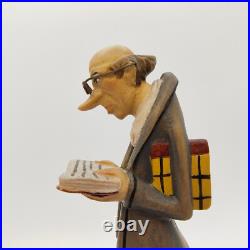 Lepi Original Wood Carvings Librarian Painted 5.5 Handmade In Italy Signed