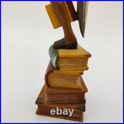 Lepi Original Wood Carvings Librarian Painted 5.5 Handmade In Italy Signed Lepi Original Wood Carvings Librarian Painted 5.5 Handmade In Italy Signed