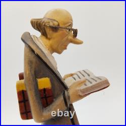Lepi Original Wood Carvings Librarian Painted 5.5 Handmade In Italy Signed