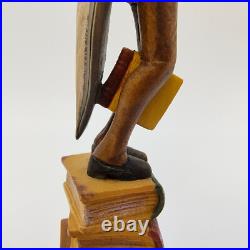 Lepi Original Wood Carvings Librarian Painted 5.5 Handmade In Italy Signed