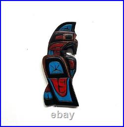 Lester EDWARDS 13.25 Thunderbird Salish CARVING Hand Painted Native Indigenous