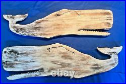 Life-Like, Rescued Pine Wood Hump Back Whale Sculpture/Carving, Wall Art