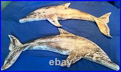 Life-Like, Rescued Pine Wood Porpoise/Dolphin Sculpture/Carving, Wall Art