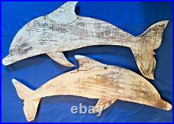 Life-Like, Rescued Pine Wood Porpoise/Dolphin Sculpture/Carving, Wall Art