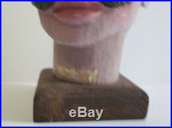 Life Size Old Wood Carving Head Folk Art Statue Sculpture Glass Eye Primitive