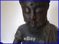 Life Size Wood Carving Buddha Seated Antique 19th Century Or Older Sculpture