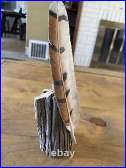 Life Sized Barn Owl Primary Feather -Hand Carved