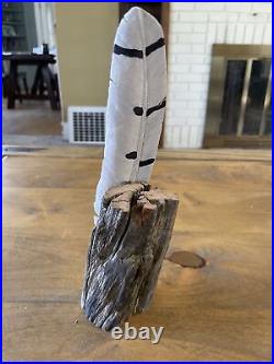 Life Sized Barn Owl Primary Feather -Hand Carved