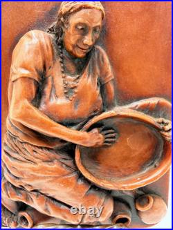 Limited Edition Hand Carved Mahogany Wood Mayan Pots Sculpture by Stephen Okeke