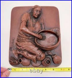 Limited Edition Hand Carved Mahogany Wood Mayan Pots Sculpture by Stephen Okeke