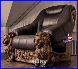 Lion Chair exclusive furnitureWood Carved Art sculpture statue figure Baroque