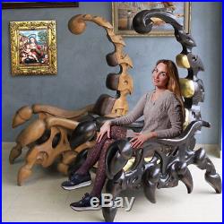 Lion Chair exclusive furnitureWood Carved Art sculpture statue figure Baroque