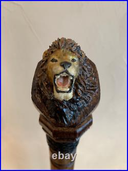 Lion's Head Poplar Hand Carved Walking Stick