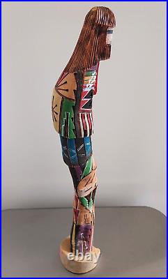 Long Hair Shaloko Kachina Wooden carving Totem Statue Signed