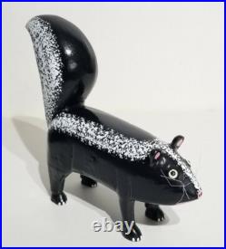 Lonnie & Twyla Money Folk Art Skunk Wood Carving Sculpture