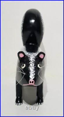 Lonnie & Twyla Money Folk Art Skunk Wood Carving Sculpture