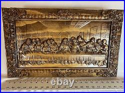 Lords Supper Wood Carving- Large Stained, Makes a great centerpiece in your home