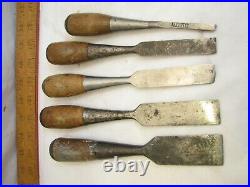 Lot 5 Vintage Stanley Everlast Sweetheart Chisels Wood Carving Tools 1/4-1&1/4