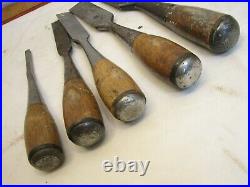 Lot 5 Vintage Stanley Everlast Sweetheart Chisels Wood Carving Tools 1/4-1&1/4