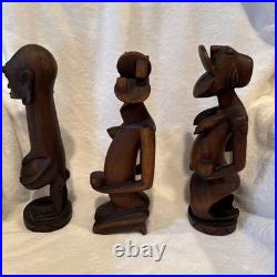 Lot Of 3 KATUMO carvings from the WAKAMBA Tribe, 12 Tall