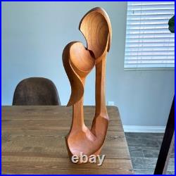 Luis Potosi Carved Teak Wood'Couple in Love' Sculpture Ecuadorian Master Carver