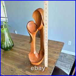 Luis Potosi Carved Teak Wood'Couple in Love' Sculpture Ecuadorian Master Carver