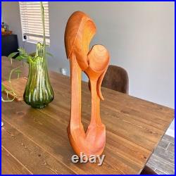 Luis Potosi Carved Teak Wood'Couple in Love' Sculpture Ecuadorian Master Carver